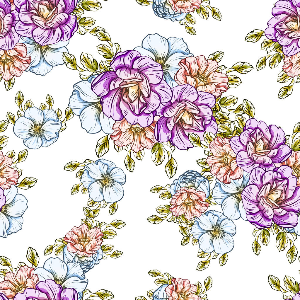 Vector εικονογράφηση του φωτεινά λουλούδια μοτίβο φόντου - Διάνυσμα, εικόνα
