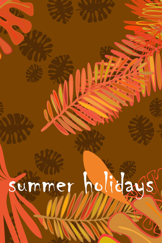 Листья тропических растений. Цвет летней открытки, летние каникулы. Векторный фон
. - Вектор,изображение