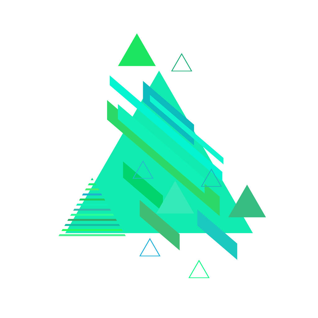 Αφηρημένα τρίγωνα σε μπλε και πράσινα χρώματα σε λευκό φόντο - Διάνυσμα, εικόνα