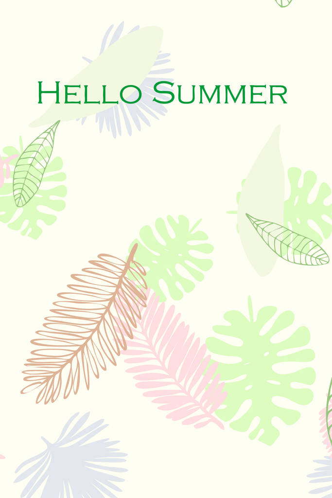 Bladeren van tropische planten. Kleur zomer briefkaart, zomer vakantie. Vector achtergrond. - Vector, afbeelding