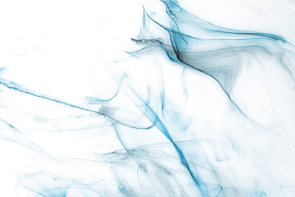 Πολύχρωμο μπλε μελάνι σε λευκό χαρτί φόντο. Υφή - Φωτογραφία, εικόνα