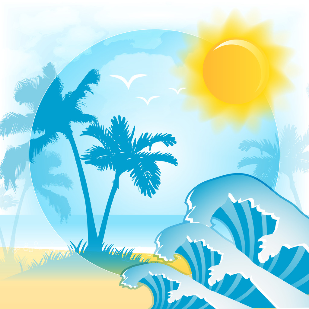 夏のビーチでのベクトルの背景 - ベクター画像