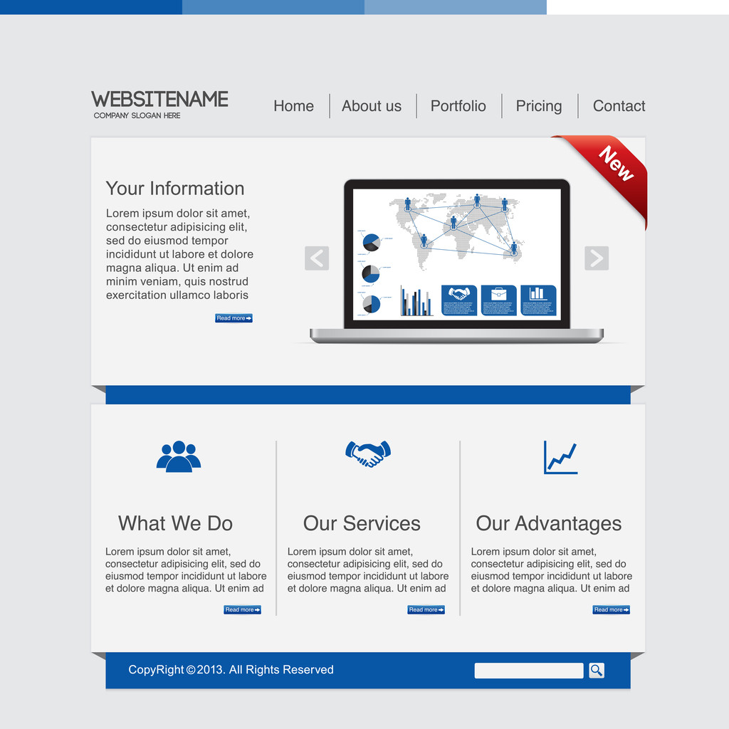 шаблон синього бізнес-сайту
 - Вектор, зображення
