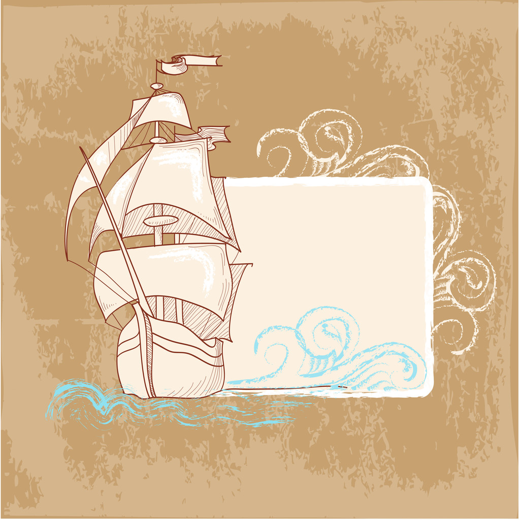 Винтажная векторная иллюстрация морских открыток
   - Вектор,изображение