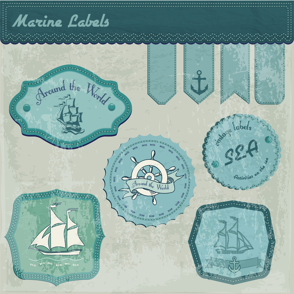 Вінтажні морські етикетки Векторні ілюстрації
   - Вектор, зображення