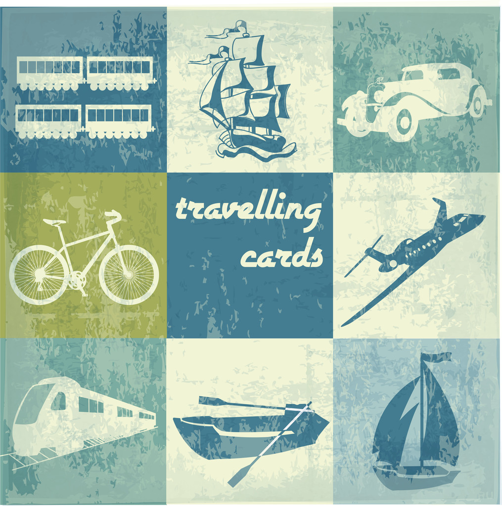 Vintage viajando cartões vetor ilustração
   - Vetor, Imagem