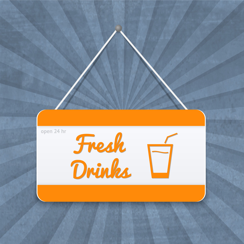 Assiette orange - blanche avec panneaux de boissons
 - Vecteur, image