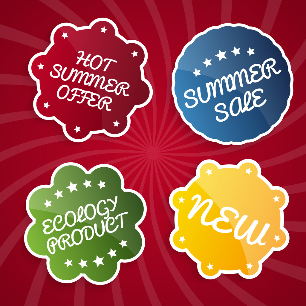 Conjunto de emblemas de diseño venta verano
 - Vector, imagen