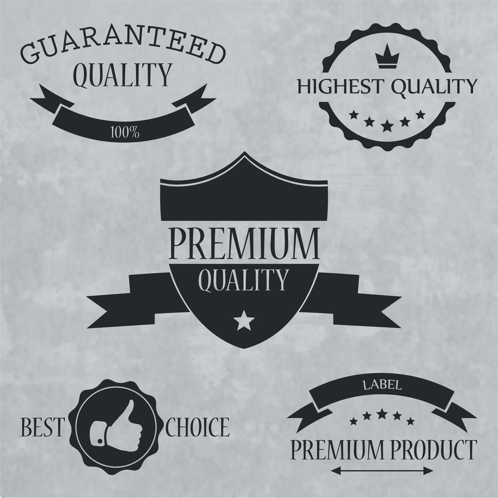 Quality and guaranteed - vector signs, emblems and labels - Vector, Image