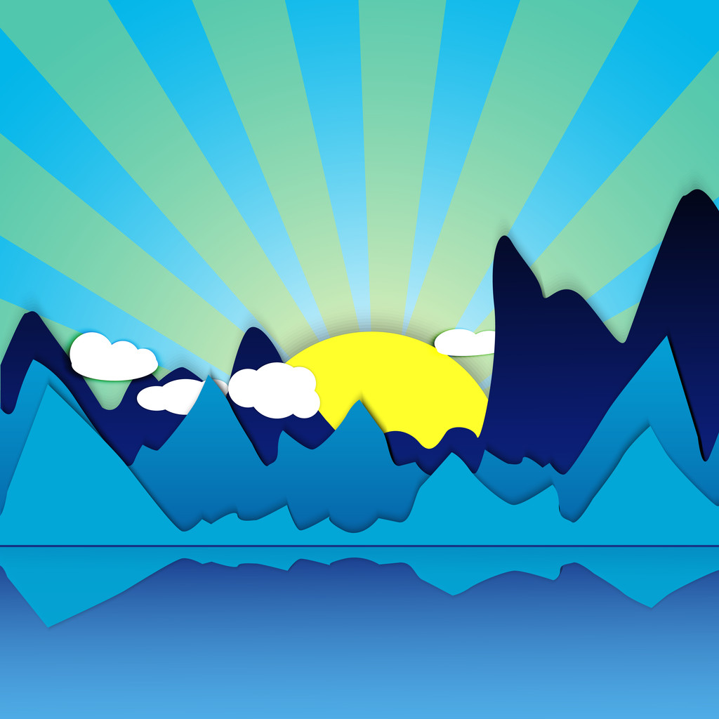 Montagne lever du soleil arrière-plan vectoriel illustration
   - Vecteur, image