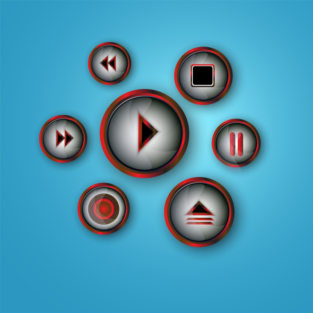 Набор векторных кнопок медиаплеера
 - Вектор,изображение