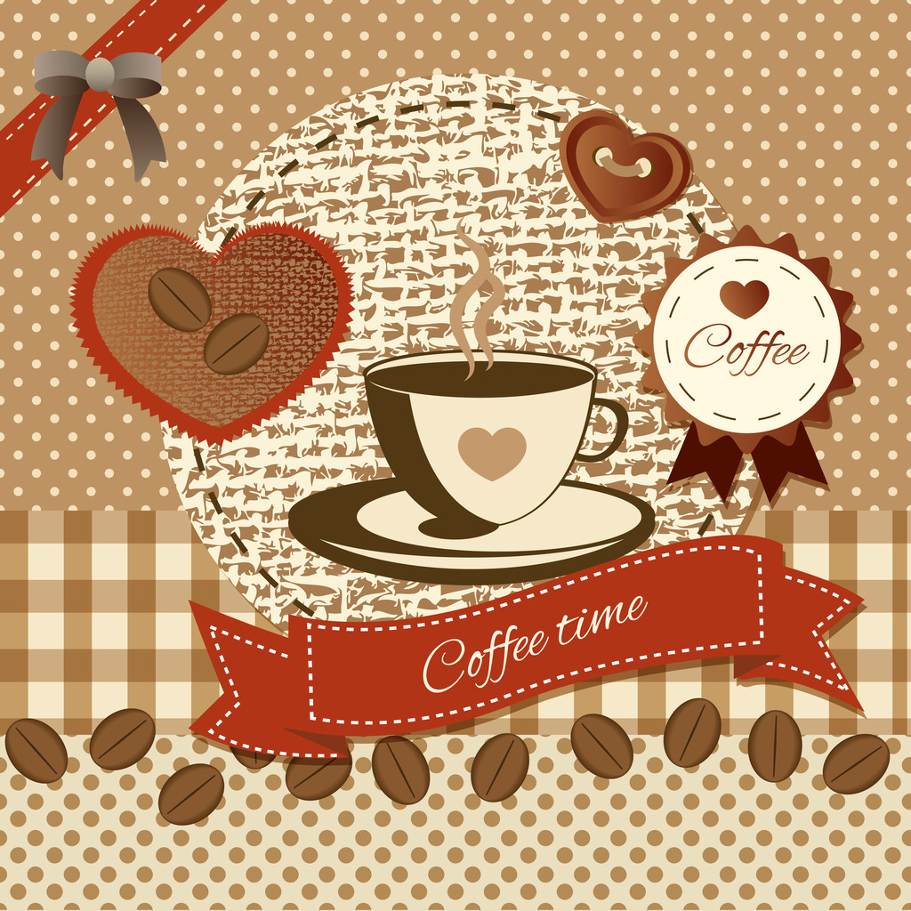 Винтажный фон с кофе
 - Вектор,изображение