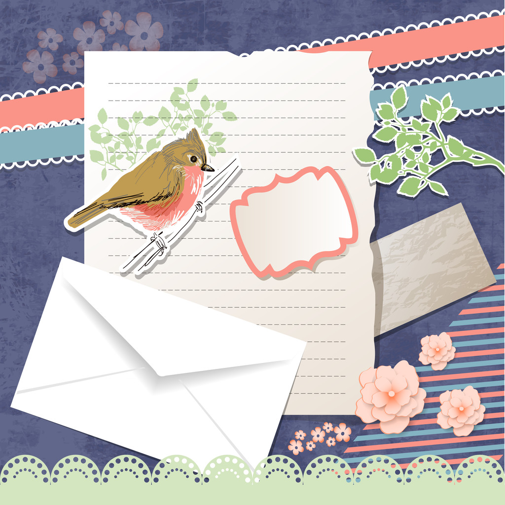 векторна вітальна листівка з птахом
 - Вектор, зображення