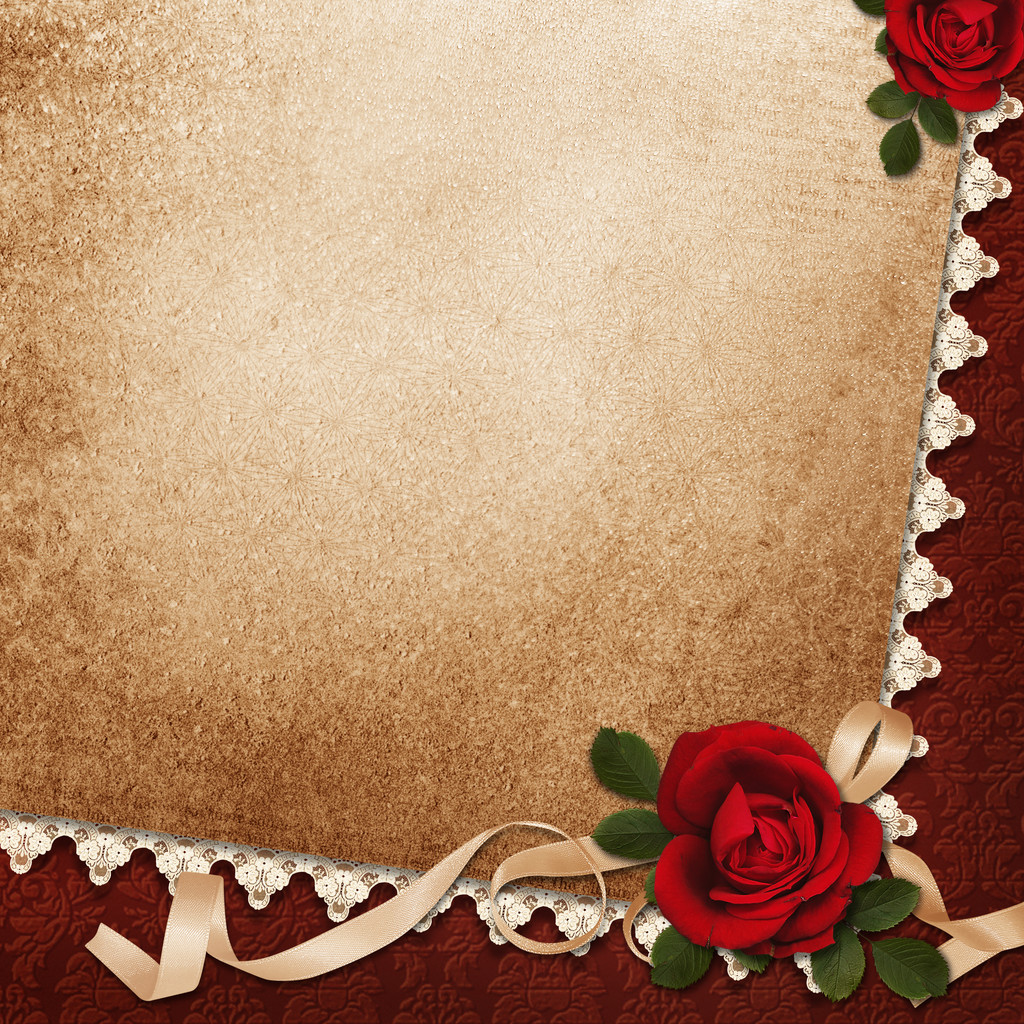 Винтажный фон с розами, кружевами и лентами
 - Фото, изображение