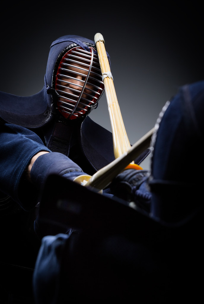 Close up view of competition of two kendo fighters - Photo, Image