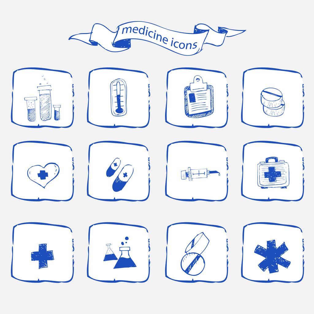 Набор эскизов медицинских икон
 - Вектор,изображение