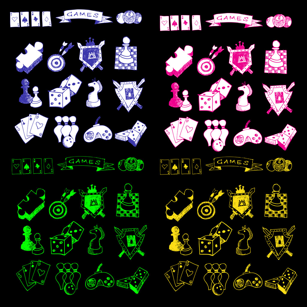 Game icons sketch set - Vector, Image