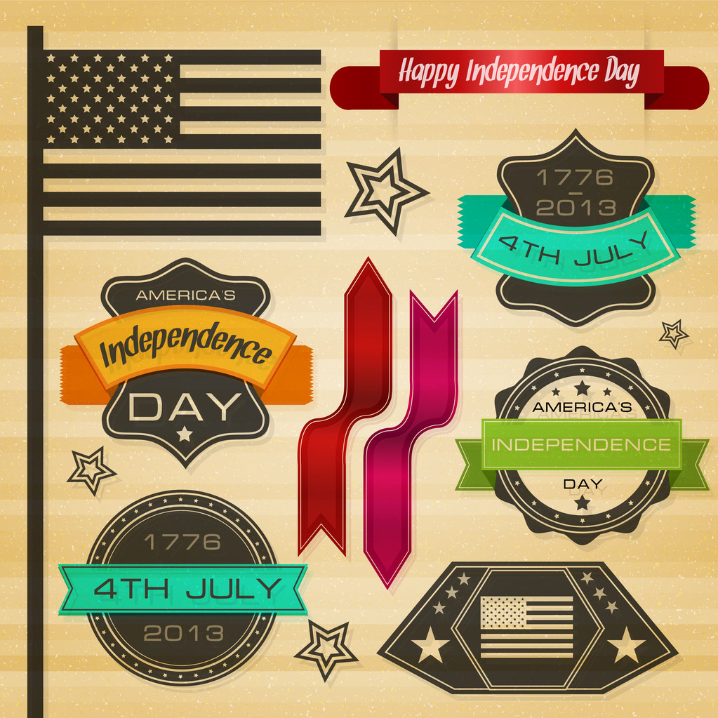 Етикетки Дня незалежності США
 - Вектор, зображення