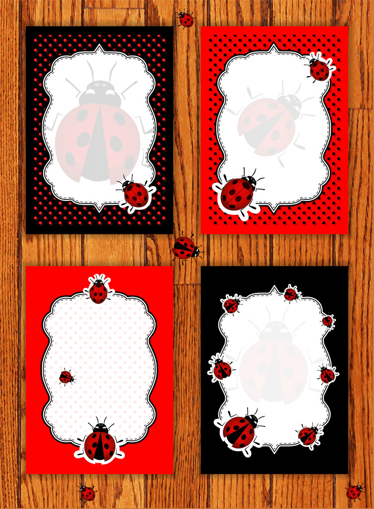 Ladybug carte set vettoriale illustrazione
   - Vettoriali, immagini