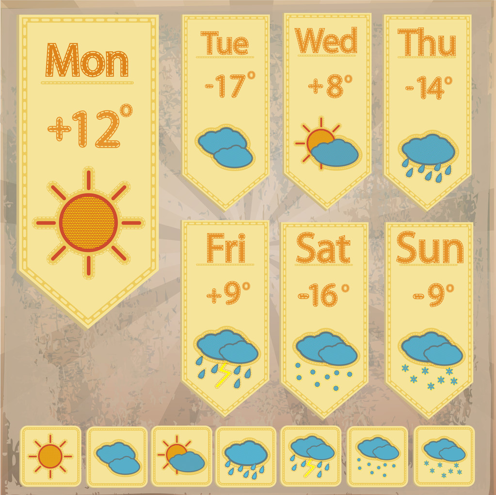 Прогноз погоди піктограми банер Векторні ілюстрації
   - Вектор, зображення