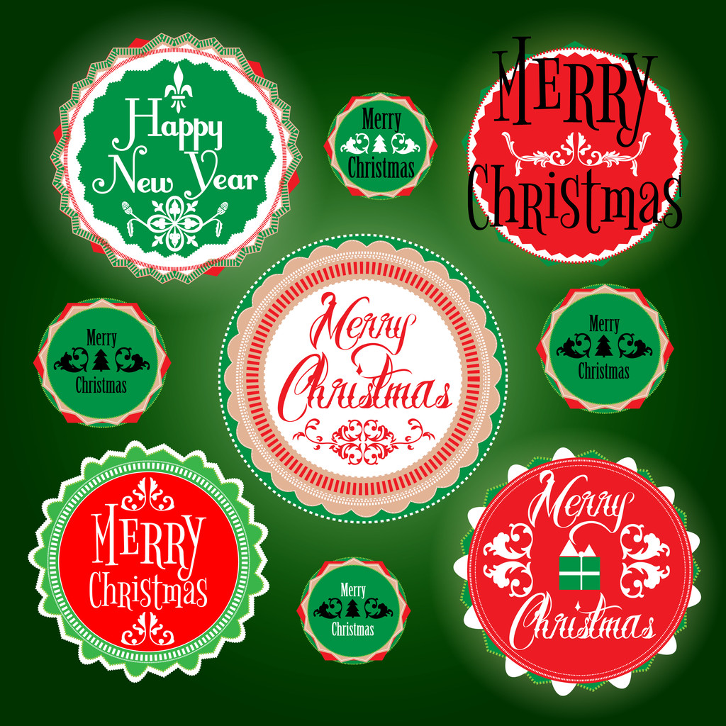 Merry christmas vintage labels - Vector, Image