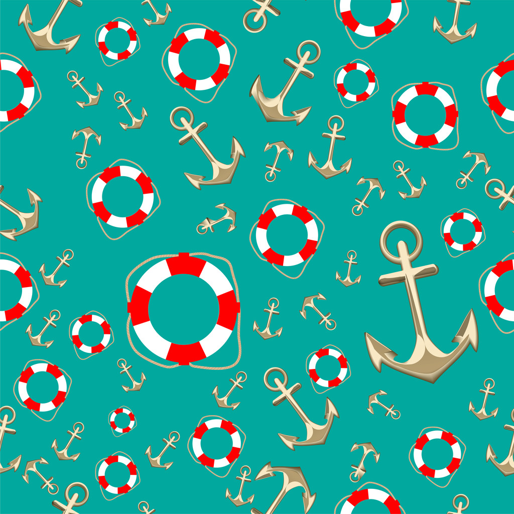 Background with anchors and buoys - Vector, Image