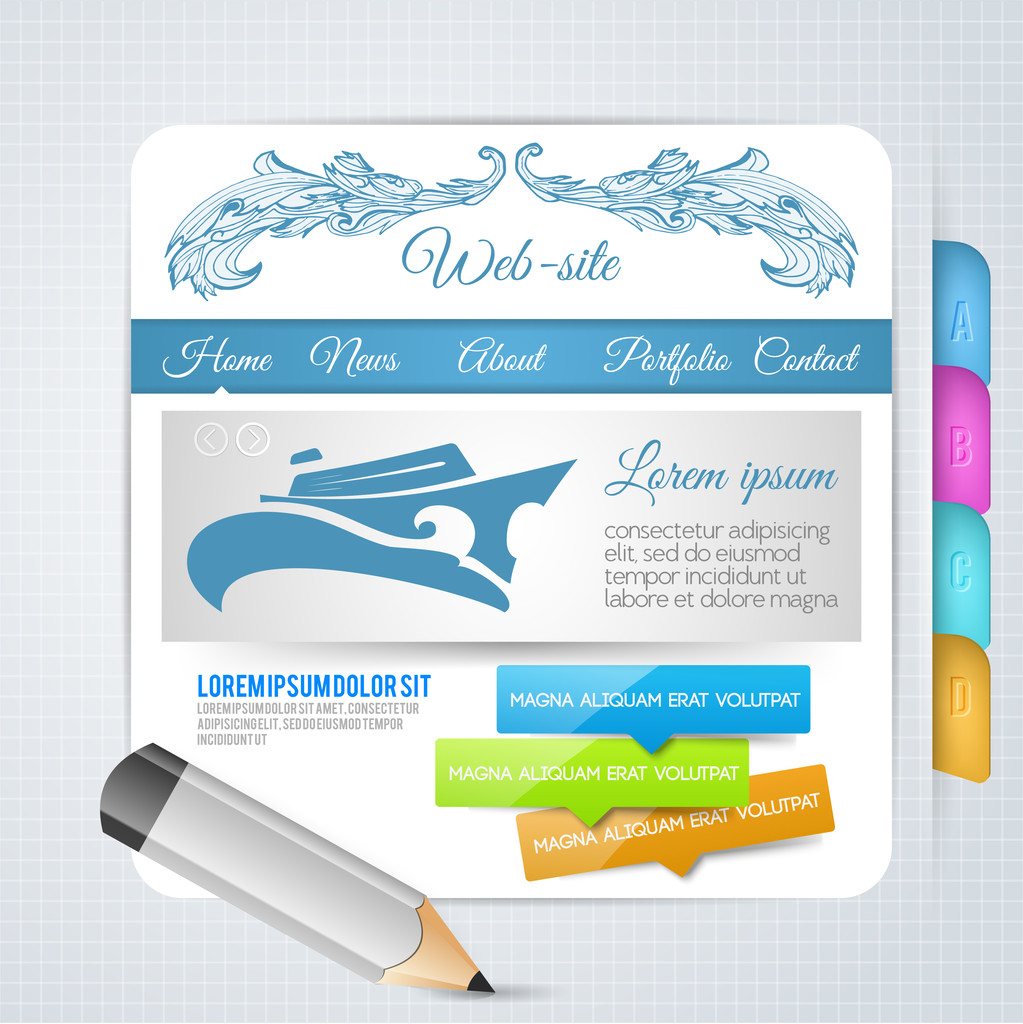 Set of vector elements and templates for web page design - Vector, Image