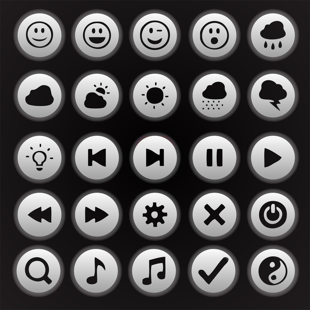 Media player buttons collection vector design elements - Vector, Image