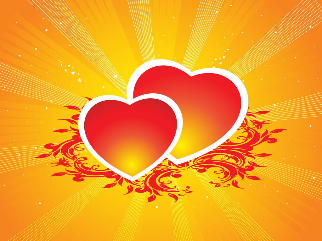 цветочный фон с сердцем
 - Вектор,изображение