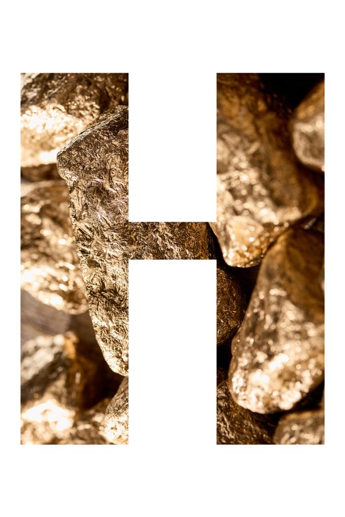 літера H з блискучих золотих каменів ізольовані на білому
 - Фото, зображення