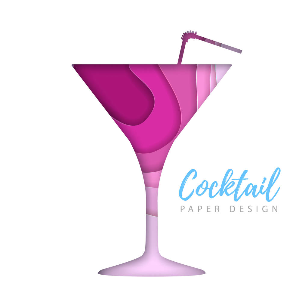 Cocktail silhouette cosmopolite. Découpez la conception de style art papier
 - Vecteur, image