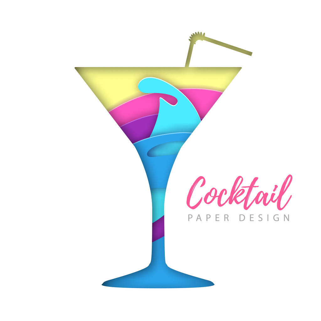Cocktail silhouette cosmopolite. Découpez la conception de style art papier
 - Vecteur, image