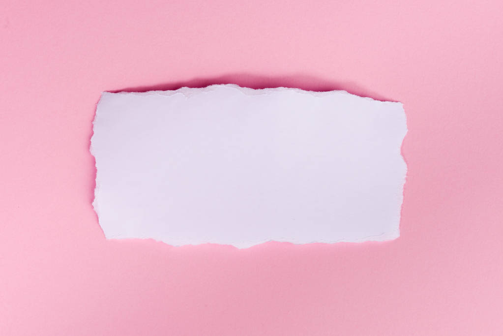 A piece of white torned paper over pink background  - Photo, Image