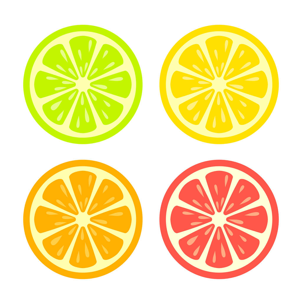 Kleurrijke Citrus slice plat pictogram - Vector, afbeelding