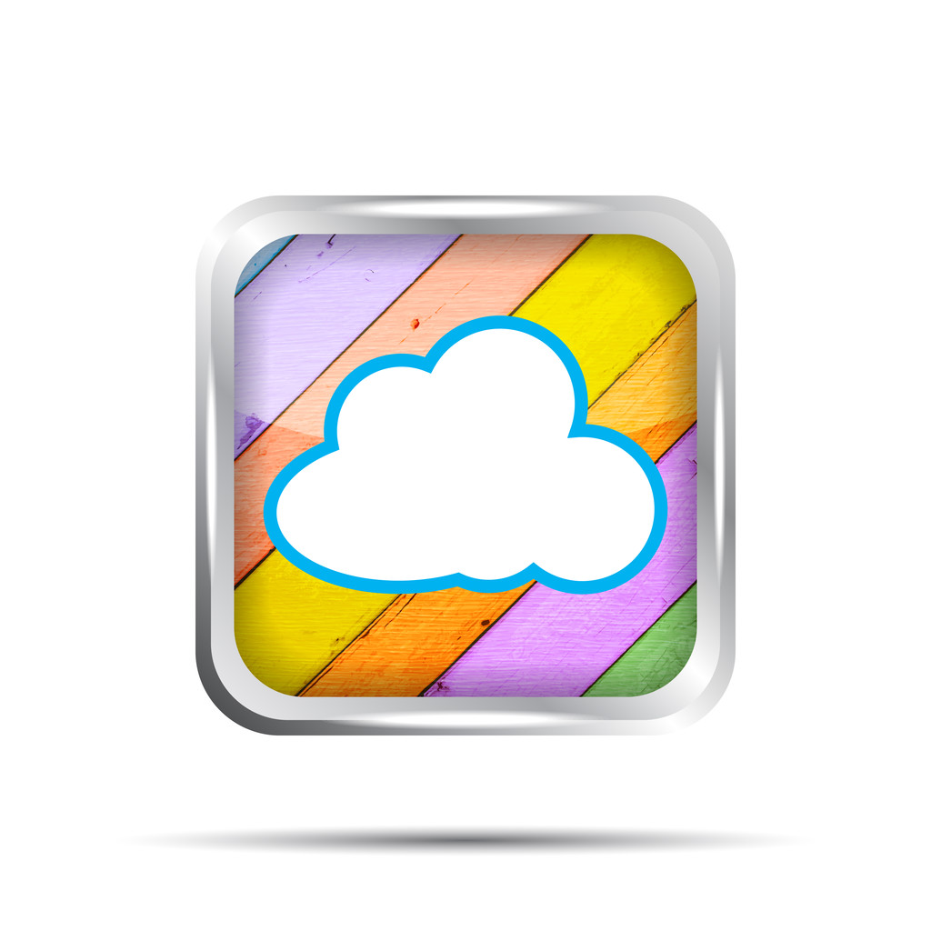 Wooden icon with cloud on a white background - Vector, Image