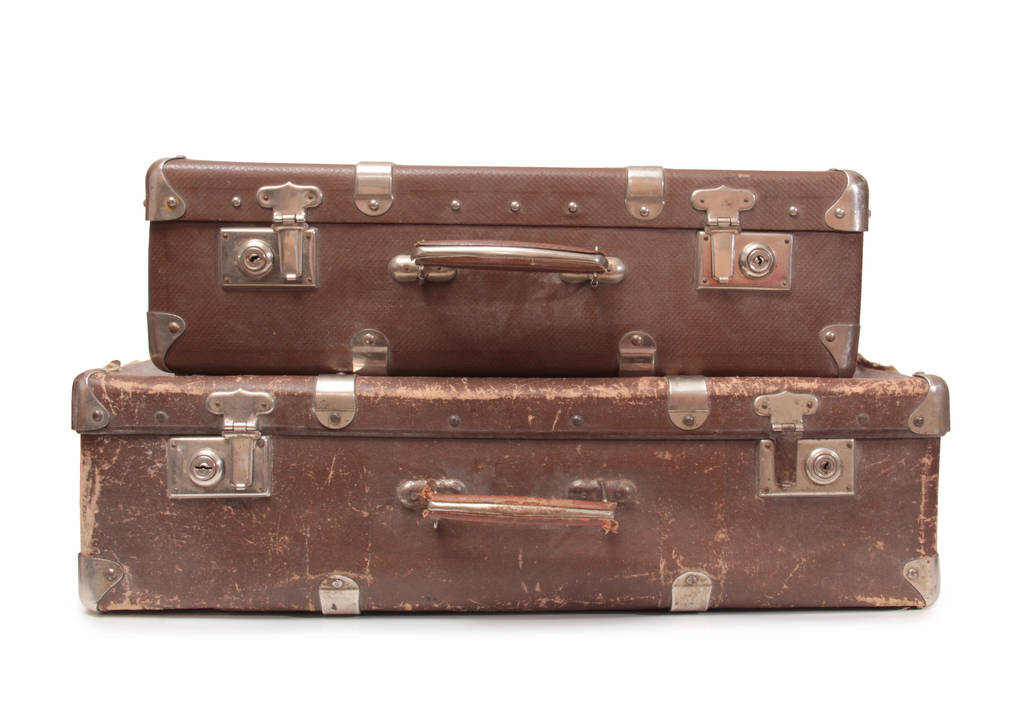 Ancient suitcase for travel on a white background - Photo, Image