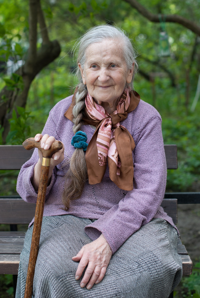 old grandmother with a long braid - Photo, Image