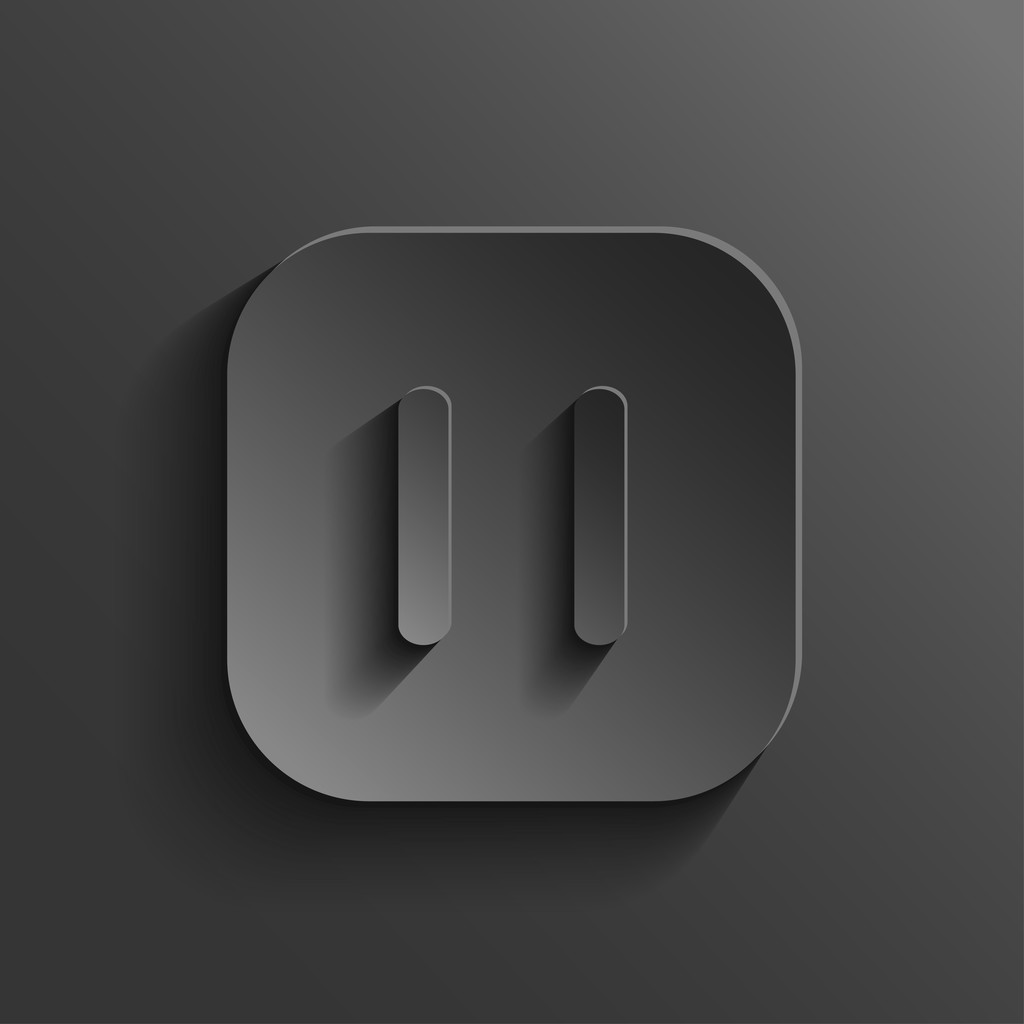 Szünet ikon - media player ikon - vektoros fekete app gombra - Vektor, kép