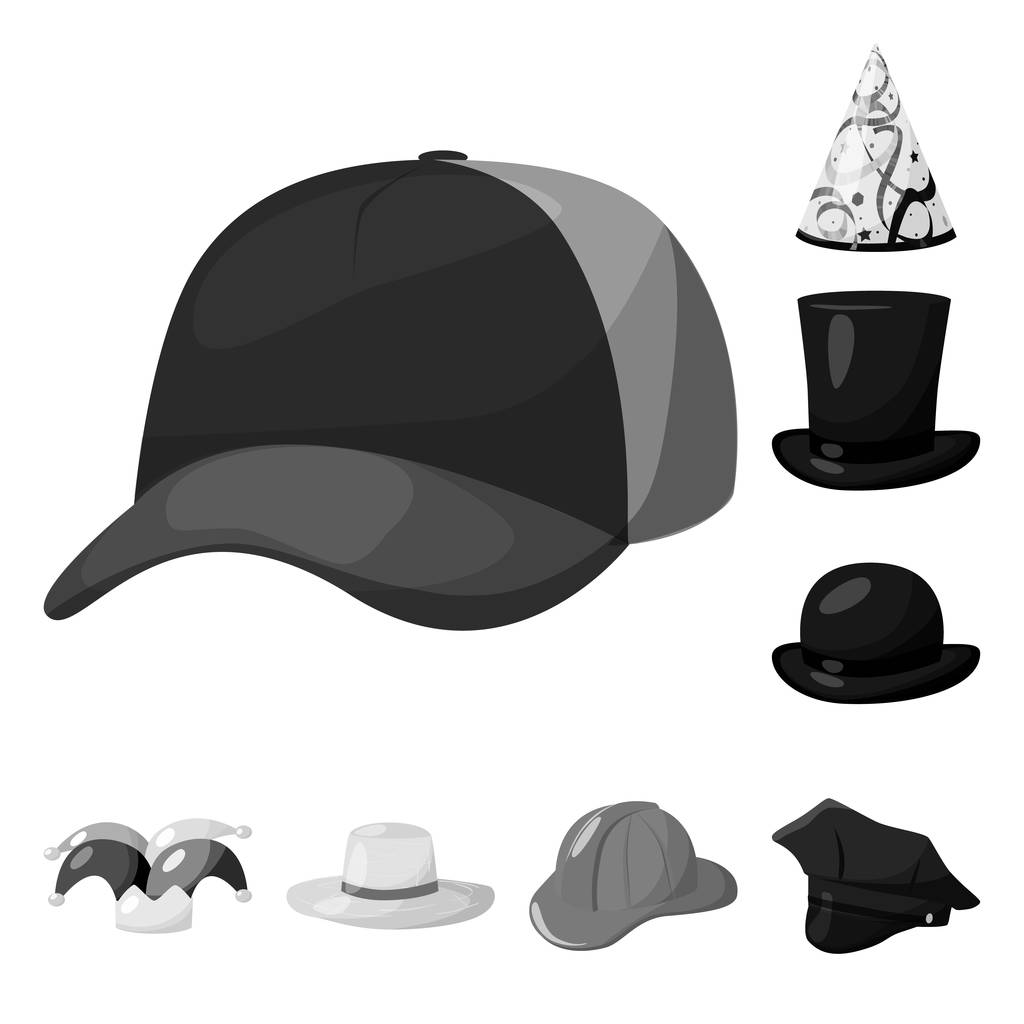 Εικονογράφηση διάνυσμα λογότυπο καπέλο και κράνος. Σύνολο εικονογράφηση διάνυσμα απόθεμα καπέλο και επάγγελμα. - Διάνυσμα, εικόνα