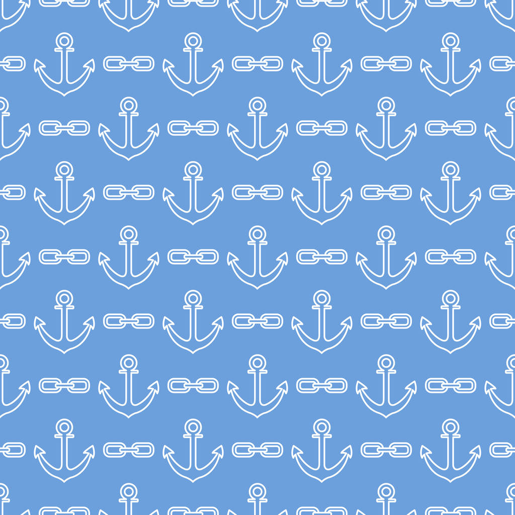 Seamless pattern with anchors and chains - Vector, Image