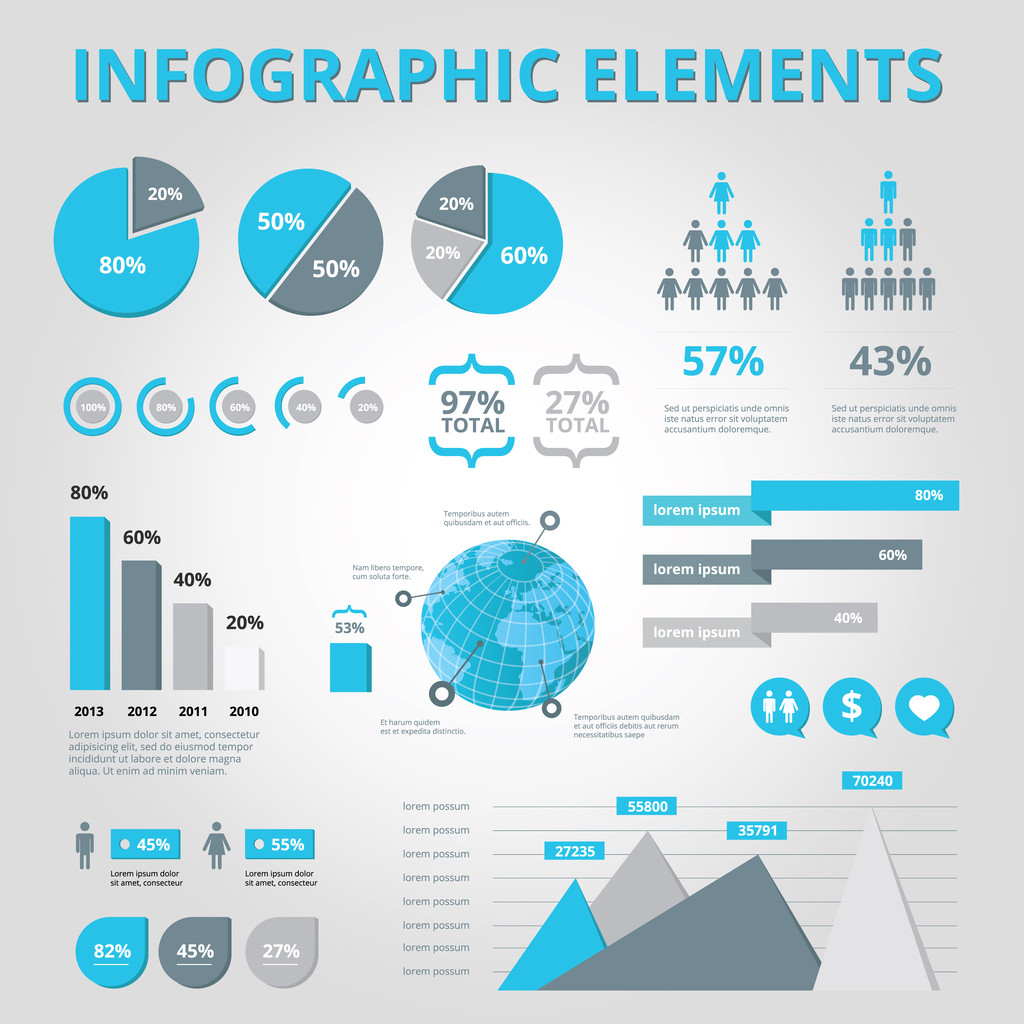 Zestaw elementów infografik - Wektor, obraz