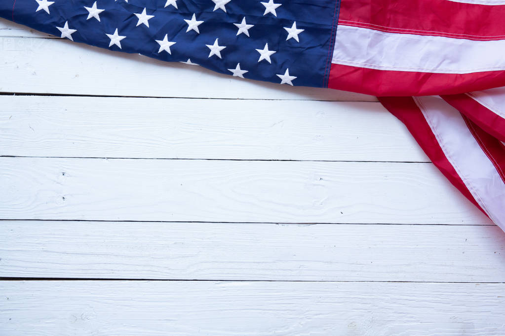 Antyczny Ameryka flaga machając wzór tło w czerwony niebieski biały - Zdjęcie, obraz