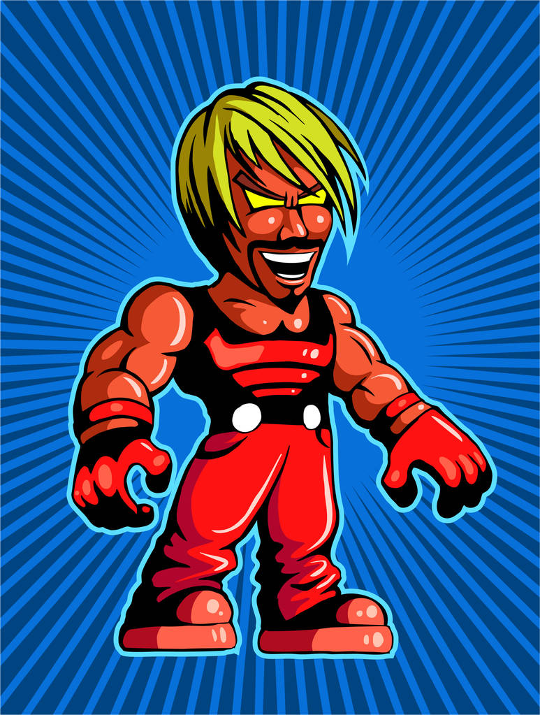 lachende Cartoon männliche Kampffigur - Vektor, Bild