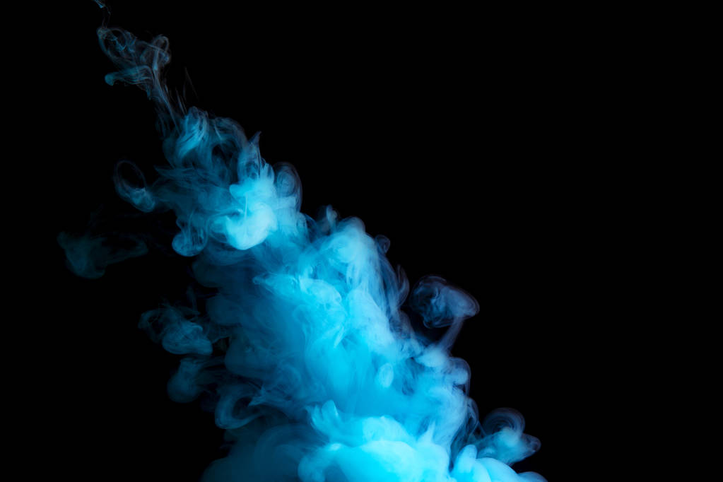 ροή χρωμάτων στο νερό, μπλε χρώμα σύννεφο μελάνι, αφηρημένο φόντο - Φωτογραφία, εικόνα