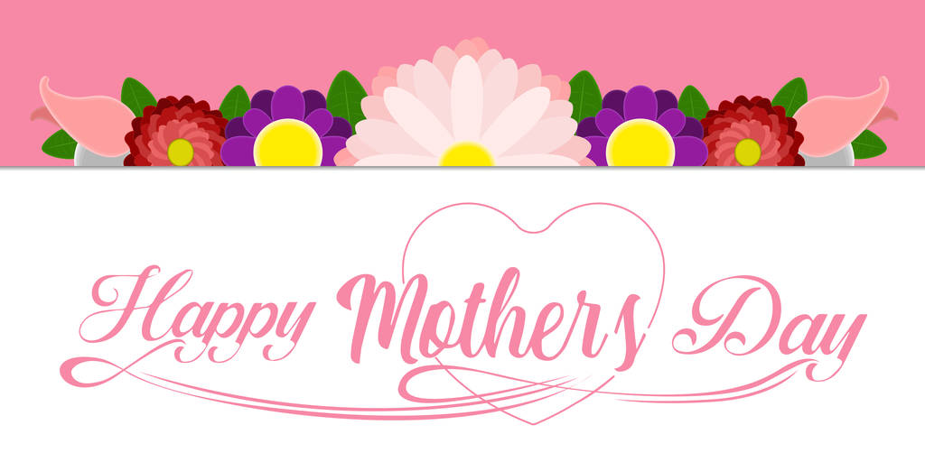 Cartão de saudação para o dia da Mãe com flores e texto
 - Vetor, Imagem
