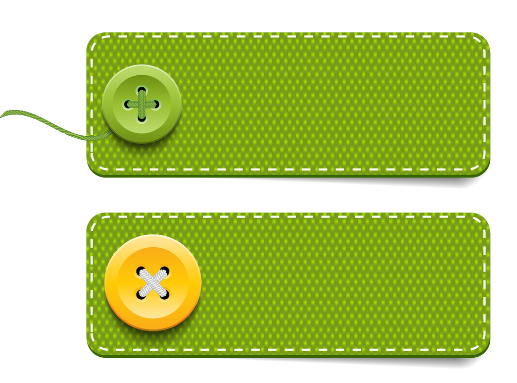 Vector denim tela rectangular colorido insignias conjunto con botones
 - Vector, Imagen
