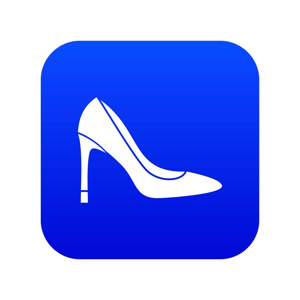 High heel shoe icon digital blue - Vector, Image