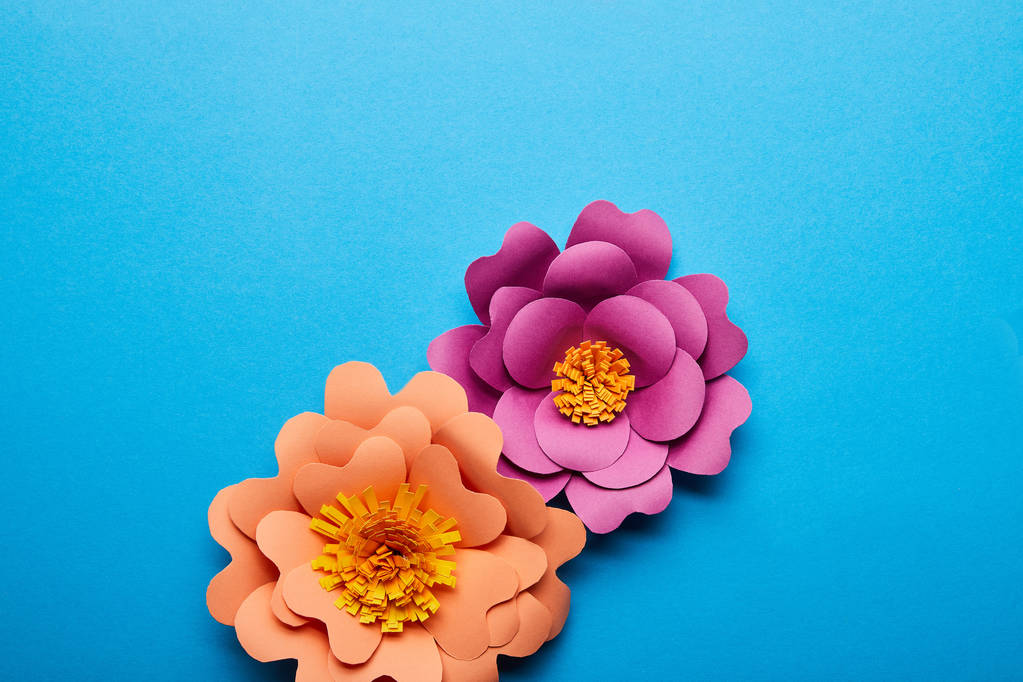 Vista Superior De Flores Coloridas De Papel Fotos e imagens sem royalties