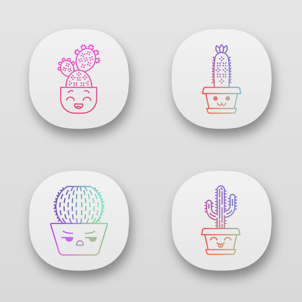 Set di icone dell'app Cactus
 - Vettoriali, immagini