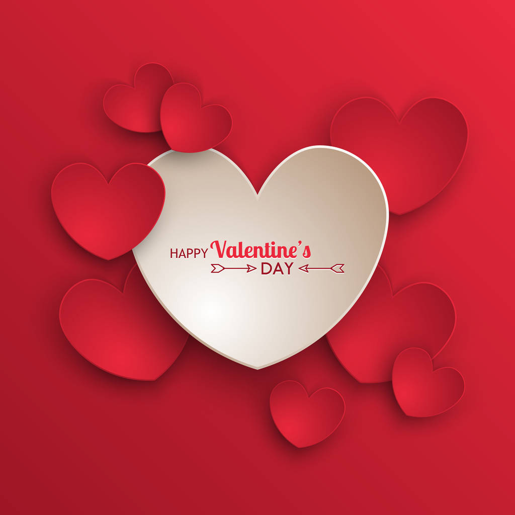 Aftelkalender voor Valentijnsdag achtergrond met papier hart - Vector, afbeelding